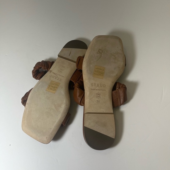 Staud Maya Ruched Leather Slides, no box - Picture 6 of 11